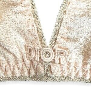 NWOT Dior Vtg Pastel Nude gold metallic knit Outerwear bralette Bra 30B or 32B